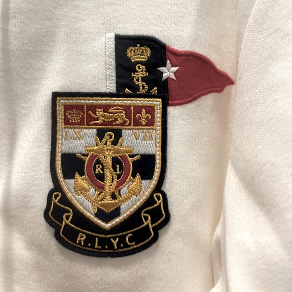 Polo Ralph Lauren Luxury Nautical Zip Up Hoodie in White Size Medium - NWT - Picture 3 of 16